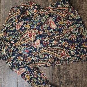 DOLMA Women's Multicolor Paisley Long Shirt 100% Cotton Sz XL